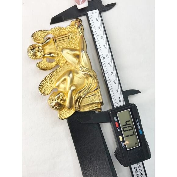 VTG Doreen Ryan Signed Angel Cherubs Belt Brushed Gold Tone 4” Buckle Oversized main image 9